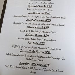 Entree menu Entree menu