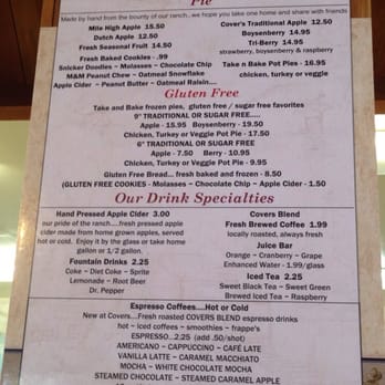 Cover's Apple Ranch - Gluten free menu! Must call ahead if you want them to bake the pie for you or you can "take and bake". - Bakeries Near Me - Tuolumne, California