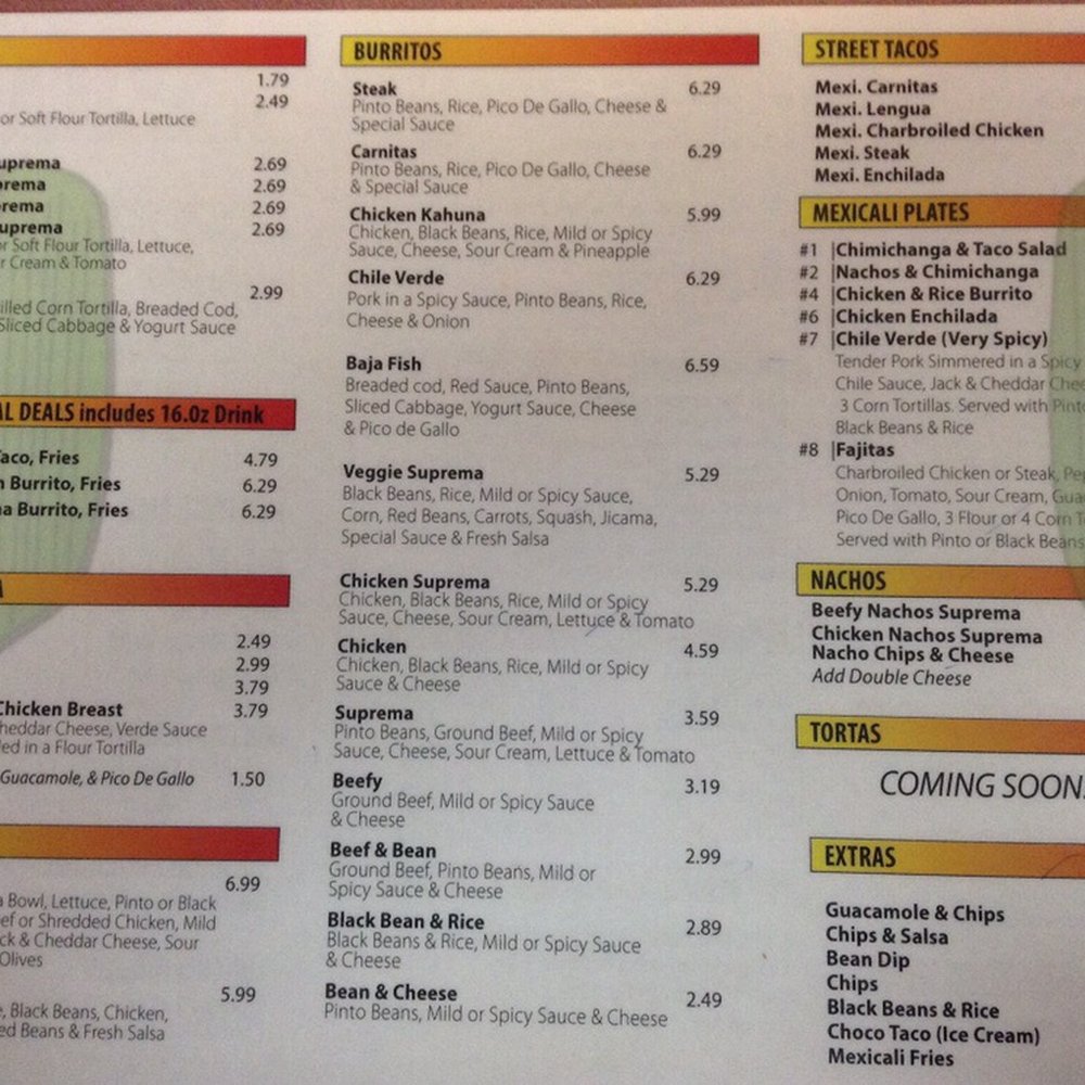 Mexicali Express - Menu. - Mexican Near Me - Beaverton, Oregon Mexicali Express - Menu. - Mexican Near Me - Beaverton, Oregon