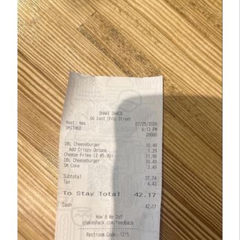 Shake Shack River North - Receipt for expensive not worth it purchase - Burgers Near Me - Chicago, Illinois