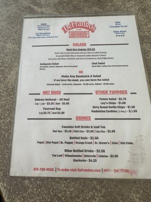 Menu photo 4 DeFranko's Submarines Los Angeles, CA