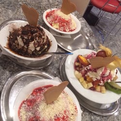 Bunch of good stuff including their famous spaghetti (vanilla gelato) with marinara ( strawberry) and Parmesan (white chocolate)