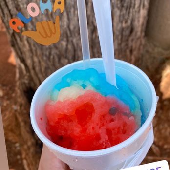 Mountain Magic Shave Ice - Blue vanilla, piña colada, and watermelon - Shaved Ice Near Me - Waipahu, Hawaii
