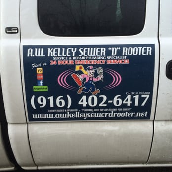 A.W. Kelley Sewer 'D' Rooter Plumbing - The sign on the truck; it was parked on my street less than an hour as he fixed the running hose bib on my exterior. - Plumbing Near Me - Antelope, California