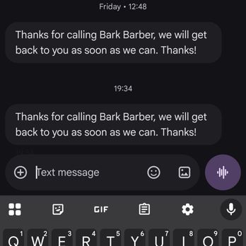 Bark Barber - called him. no answer. automatic message sent only - Pet Groomers Near Me
