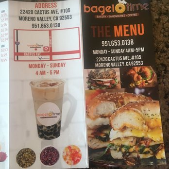Bagel Time - Menu - Coffee & Tea Near Me - Moreno Valley, California