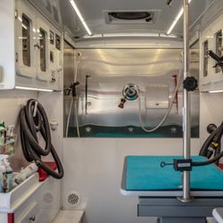 Puppy Cuts by Jenna - Inside one of Puppy Cuts mobile grooming vans.