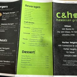 C & H Hawaiian Grill - Menu as of September 2024