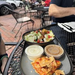 The Villager Deli - Quiche of the day- Bacon cheddar tomato and side salad with bleu cheese and balsamic