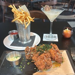 Crispy Fried Chicken, Fries, Fabulous Vesper Martini (if you like Martinis, do yourself a favor and have one or two