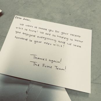 Fume Bistro & Bar - The thank you note!! - Bars Near Me - Napa, California Fume Bistro & Bar - The thank you note!! - Bars Near Me - Napa, California