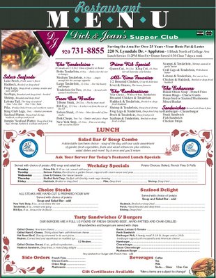 Menu photo 7 Dick And Joan's 220 Club Appleton, WI