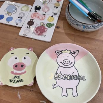 Hello Pottery - Made these two plates and love them. The staffs are helpful and plan to come back again soon. - Paint-Your-Own Pottery Near Me - Irvine, California