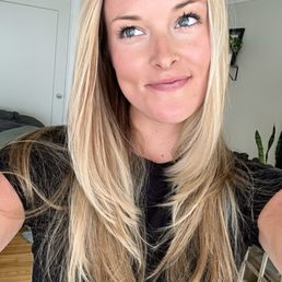 Blonde partial highlights + long hair cut