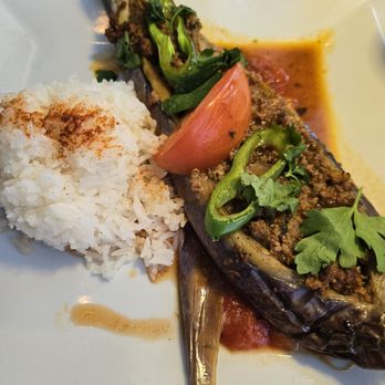 Ada's Restaurant & Bar - Karniyarik - my favorite dish! sauce made the rice extra flavorful. - Turkish Near Me - Seattle, Washington