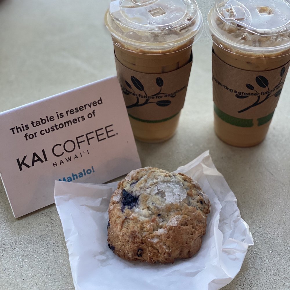 Kai Coffee - Large Iced Kai Latte and Blueberry Scone - Creperies Near Me - Honolulu, Hawaii Kai Coffee - Large Iced Kai Latte and Blueberry Scone - Creperies Near Me - Honolulu, Hawaii