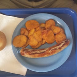 Bratwurst and fried potatoe s