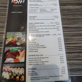 Sushi Tomi - Lunch Menu Front - Sushi Bars Near Me - Mountain View, California Sushi Tomi - Lunch Menu Front - Sushi Bars Near Me - Mountain View, California