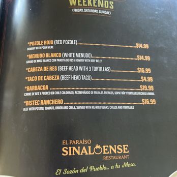 El Paraíso Sinaloense - Menu - Mexican Near Me - Colton, California El Paraíso Sinaloense - Menu - Mexican Near Me - Colton, California