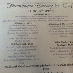Farmhouse Bakery & Cafe - Menu