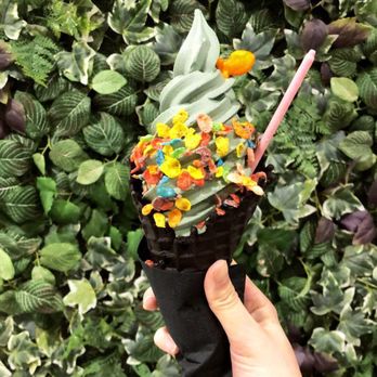The Pond - Charcoal whip in a charcoal waffle cone - Ice Cream & Frozen Yogurt Near Me - Arcadia, California The Pond - Charcoal whip in a charcoal waffle cone - Ice Cream & Frozen Yogurt Near Me - Arcadia, California