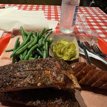 Terry Black's Barbecue - Pork Ribs, Jalapeño Sausage, Green Beans and Pickles. - Barbeque Near Me - Austin, Texas Terry Black's Barbecue - Pork Ribs, Jalapeño Sausage, Green Beans and Pickles. - Barbeque Near Me - Austin, Texas