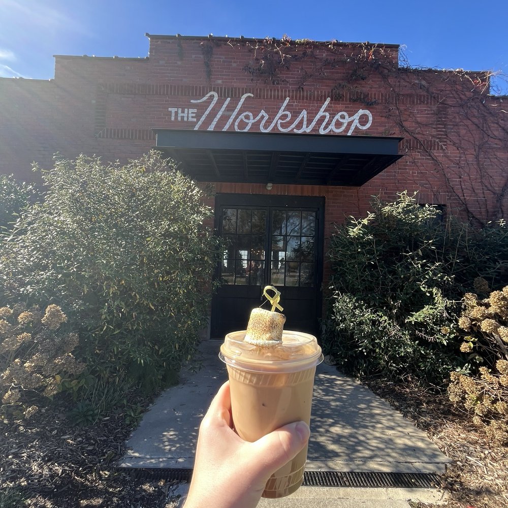 The Workshop at Finley Farms - The Workshop outside, iced s'mores mocha - Coffee & Tea Near Me - Ozark, Missouri