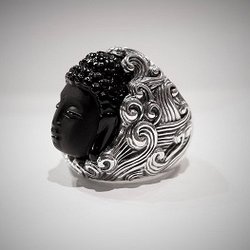 Silverbone - Ebony and silver ring.