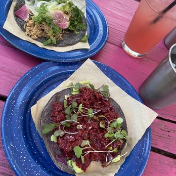 Nixta Taqueria - Beet tostada and duck tostadas - Mexican Near Me - Austin, Texas
