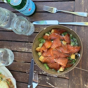 peasants FEAST - Caesar with salmon - American Near Me - Solvang, California peasants FEAST - Caesar with salmon - American Near Me - Solvang, California