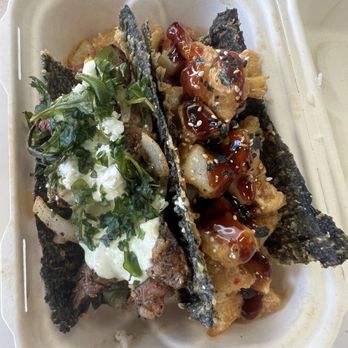 Musubi Square - Wagyu Feta Taco & Crispy Calamari Taco - Asian Fusion Near Me - Anaheim, California
