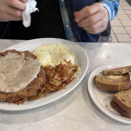 Chicken fried steak and eggs Chicken fried steak and eggs
