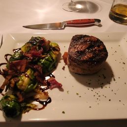 8oz Bacon Wrapped Filet with Brussel Sprouts