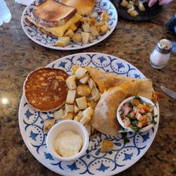 La Casa Azul - Chorizo Burrito and Egg and Bacon sandwich.