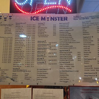 Ice Monster - Outdoor window menu - 10/30/2020 - Juice Bars & Smoothies Near Me - Walnut Creek, California
