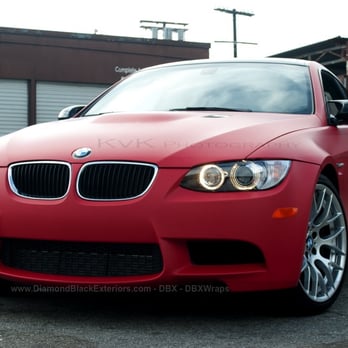 Diamond Black Exteriors - 2012 BMW M3 Wrapped in matted red - Vehicle Wraps Near Me - North Hollywood, California Diamond Black Exteriors - 2012 BMW M3 Wrapped in matted red - Vehicle Wraps Near Me - North Hollywood, California