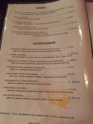 Menu photo 1 L'Osteria dell'Anima Paris 11, 75 Menu photo 1 L'Osteria dell'Anima Paris 11, 75