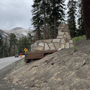 Earthquake Fault - This use to be the sign that said Inyo Forest/Earthquake fault but now it's just brick turn in - Parks Near Me - Mammoth Lakes, California