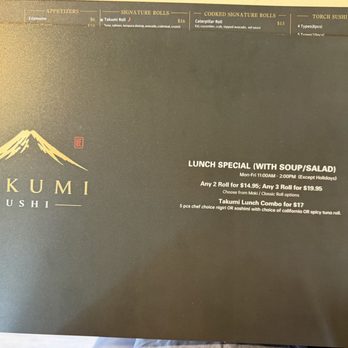 Takumi Sushi - Menu, lunch special. - Sushi Bars Near Me - Seattle, Washington