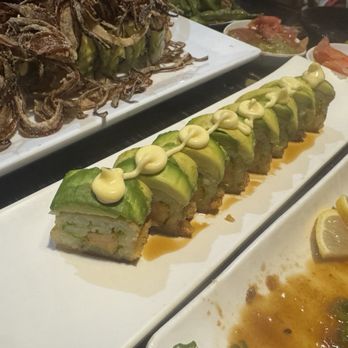 Miyako - S & M Roll - spicy salmon and crab meat tempura, rolled topped with avocado with Japanese mayo. This one is NOT spicy. - Japanese Near Me - Houston, Texas