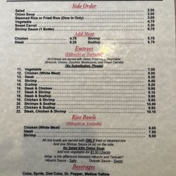 M P Hibachi Grill Chinese & Japanese Restaurant - Lunch menu