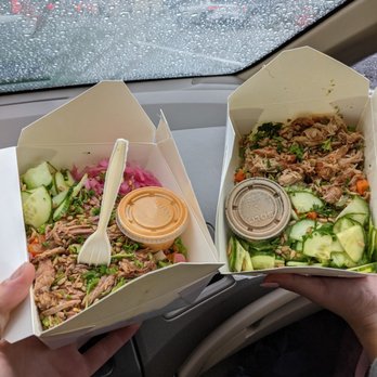 Ben’s Fast Food - Happily eating in our car! - New American Near Me - San Francisco, California