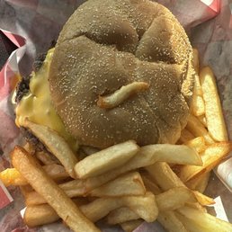 Double smash burger and fries