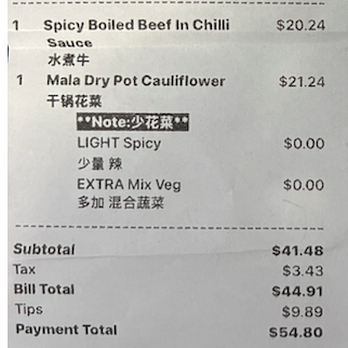 Mala Chili - Bill - Szechuan Near Me - Austin, Texas