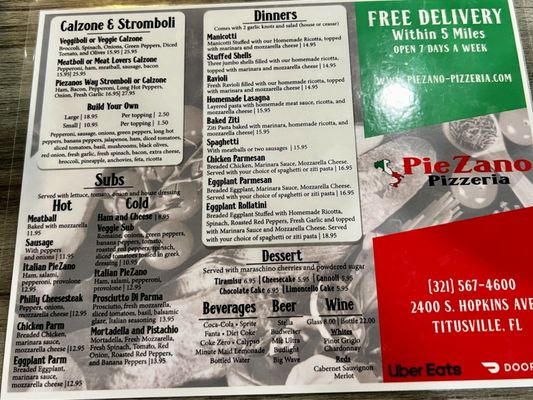 Menu photo 2 PieZano Pizzeria Titusville, FL Menu photo 2 PieZano Pizzeria Titusville, FL