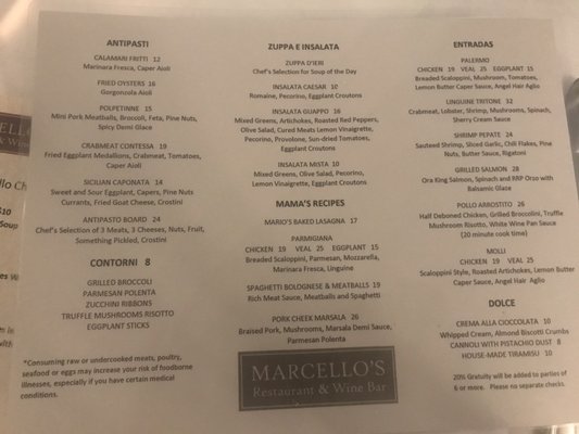 Menu photo 3 Marcello's Restaurant & Wine Bar Covington, LA Menu photo 3 Marcello's Restaurant & Wine Bar Covington, LA