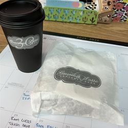 Gourmet Latte - White Chocolate Mocha (Hot) and scone