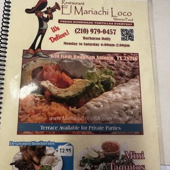 El Mariachi Loco - Menu - Mexican Near Me - San Antonio, Texas