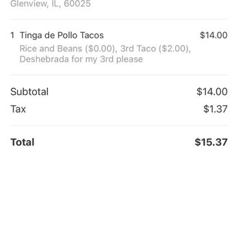 Cafe El Tapatio - I asked for 1 beef and 2 tinga - Mexican Near Me - Glenview, Illinois