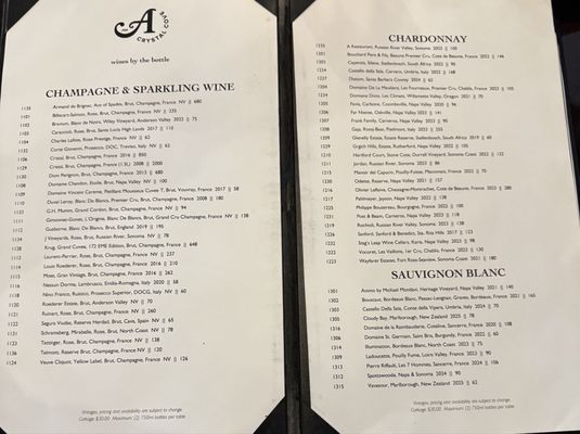 Menu photo 5 A Crystal Cove Newport Beach, CA